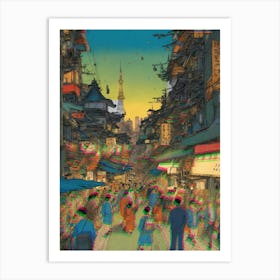 Asian Street Scene Art Print