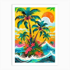 Palm Trees At Sunset Art Print