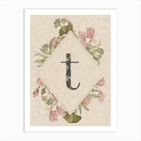 Floral Monogram T Art Print