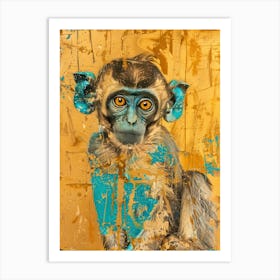Baby Monkey Gold Effect Collage 4 Art Print