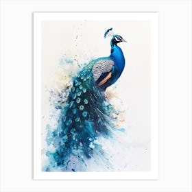 Watercolour Splash Peacock 2 Art Print