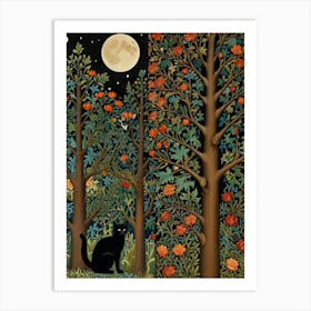 Cat In The Forest Style William Morris 9 Art Print