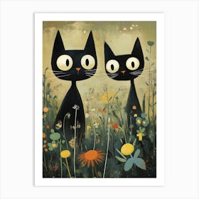 Cats In The Meadow 4 Art Print