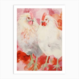 Pink Ethereal Bird Painting Chicken 3 Art Print