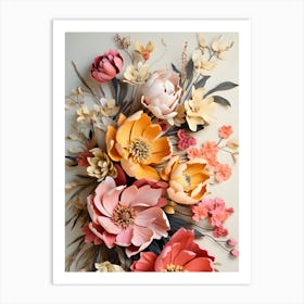 Silken Serenity Whispers Of Wildflowers In Bouquet Symphony Art Print