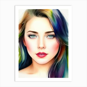 Woman With Colorful Hair Art Print