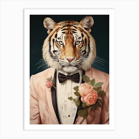 Tiger Illustrations Wearing A Wedding Tuxedo 2 Art Print