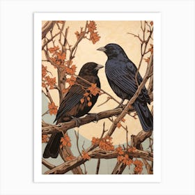 Art Nouveau Birds Poster Raven 1 Art Print