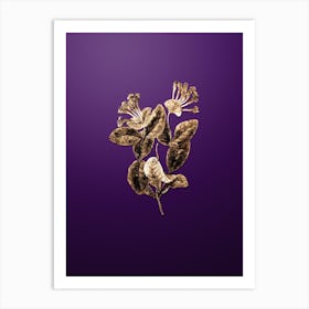 Gold Botanical North West Honeysuckle Flower on Royal Purple n.0143 Art Print