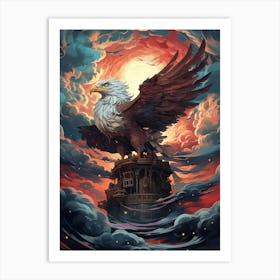 Eagle On A Ship Art Print