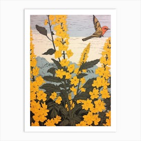 Nokanzou Goldenrod 1 Vintage Botanical Woodblock Art Print