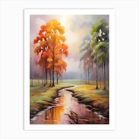 Autumn Trees In A Stream . 1 Art Print