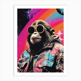 Thinker Monkey In Space Collage 2 Art Print