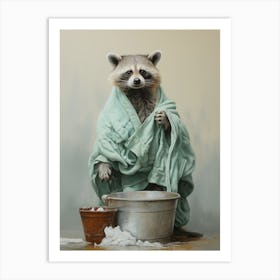 Laundry Racoon. Bathroom print art Art Print