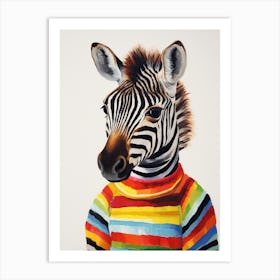 Baby Animal Wearing Sweater Zebra 1 Art Print
