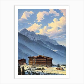 Madonna Di Campiglio, Italy Ski Resort Vintage Landscape 2 Skiing Poster Art Print