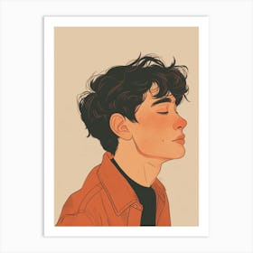 Cute Boy With Curly Hair Art Print