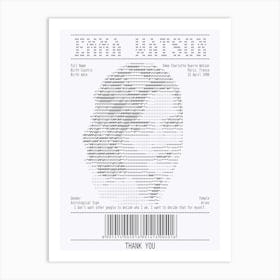 Receipt Art Emma Watson 1 Art Print