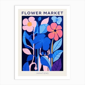 Blue Flower Market Poster Impatiens 3 Art Print
