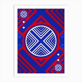 Geometric Glyph in White on Red and Blue Array n.0040 Art Print