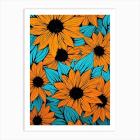 Sunflowers Seamless Pattern Art Print