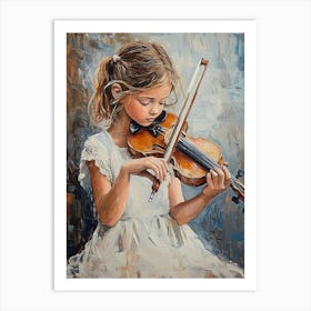 A Little Brown Haired Girl Playing The Violin Art Print