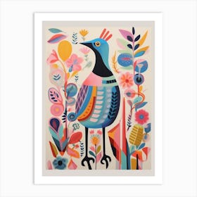 Colourful Scandi Bird Dove 1 Art Print