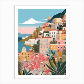 Amalfi Coast 3 Italy Illustration Art Print
