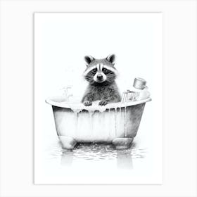 Raccoon In Bath Illustration 1 Art Print