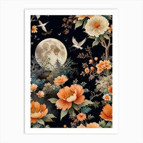 Chinese Floral Wallpaper Art Print