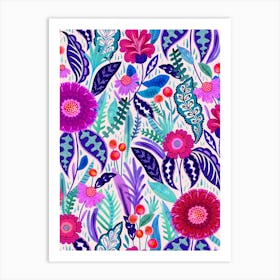 Neon Bloom - Teal Pink Art Print