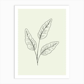 Doodle Drawing Of A Leaf line art 1 Art Print