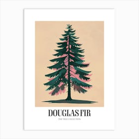 Douglas Fir Tree Illustration Colourful 3 Poster Art Print