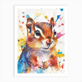 Chipmunk Colourful Watercolour 1 Art Print