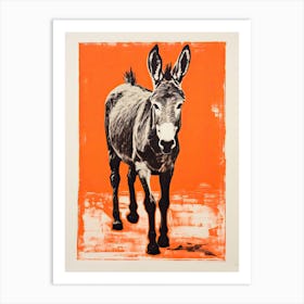 Donkey, Woodblock Animal Drawing 3 Art Print