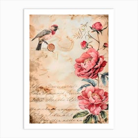 Peonies And Birds Art Print