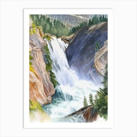 The Upper Falls Of The Yellowstone River, United States Water Colour  (1) Art Print