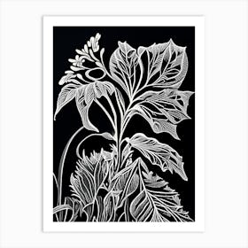 Valerian Leaf Linocut 2 Art Print