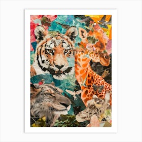 Abstract Kitsch Safari Animal Collage 1 Art Print