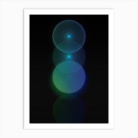 Neon Blue and Green Abstract Geometric Glyph on Black n.0185 Art Print