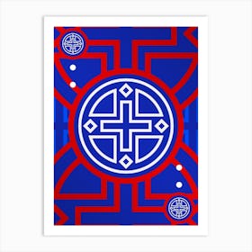 Geometric Abstract Glyph in White on Red and Blue Array n.0099 Art Print