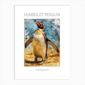 Humboldt Penguin Cooper Bay Watercolour Painting 3 Poster Art Print