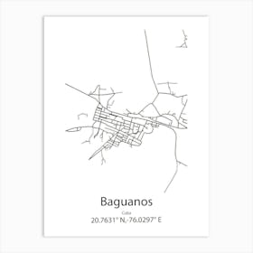 Baguanos,Cuba Minimalist Map Art Print