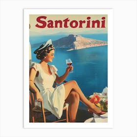 Aihrgdesign A Mid Century Modern Travel Poster For Santorini 2 Art Print