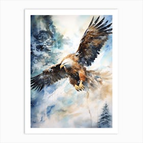 Snowy Eagle Watercolour 1 Art Print