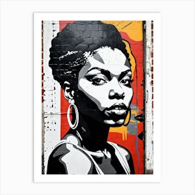 Vintage Graffiti Mural Of Beautiful Black Woman 84 Art Print