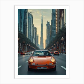 Orange Porsche 911 Art Print