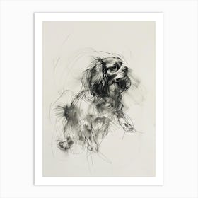 Cavalier King Charles Charcoal Line 4 Art Print