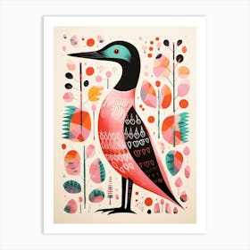 Pink Scandi Common Loon 4 Art Print