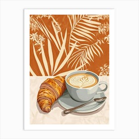 Art Deco Inspired Croissant And Coffee 2 Art Print